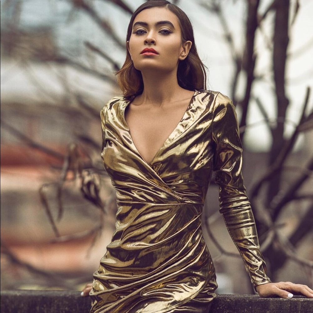 Nasty Gal Gold Metallic Dress